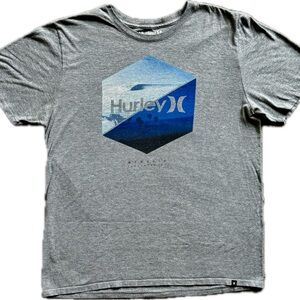 Hurley Gray Tee with Blue Graphic Men’s Large